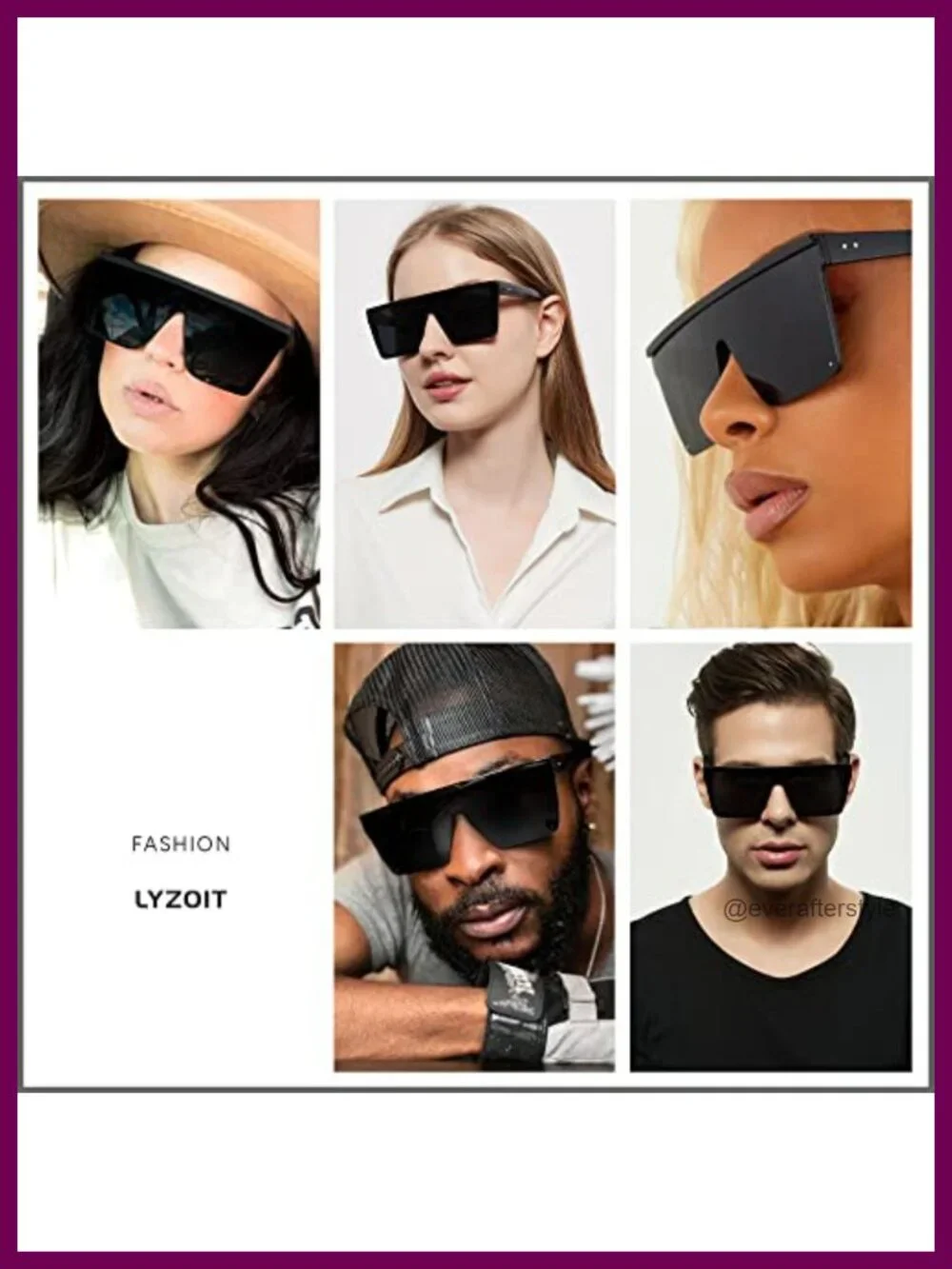 Oversized Square Sunglasses UV400 Protection Shield Rimless